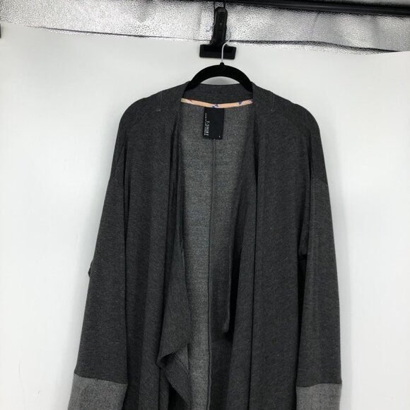 Dolan Drape  front cardigan in cool grey and charcoal pocket waterfall LG - Picture 13 of 16